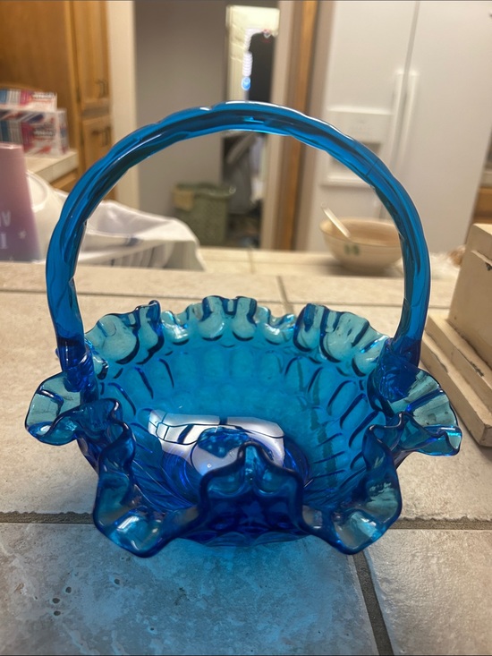 Fenton Other - Fenton Cobalt Blue Ruffled Glass Basket